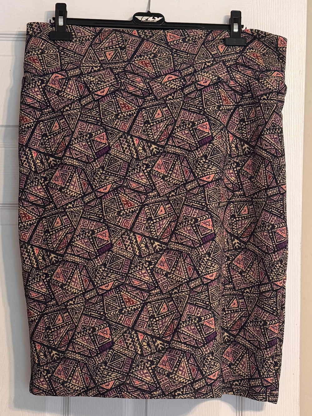 Lularoe Cassie Purple Black Geometric Print Stretch Pencil Skirt Plus Size 3XL